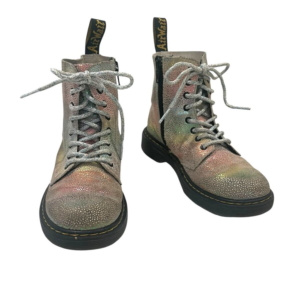 Dr. Martens 1460 Pascal Iridescent Rainbow Glitter Boots Junior Kids Size 2